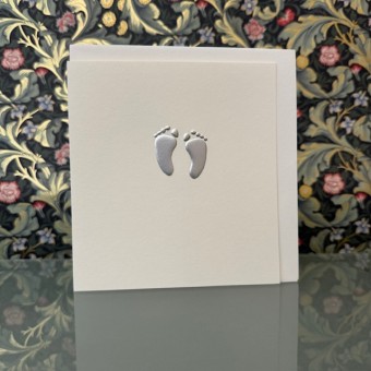 Baby card - Wee silver baby feet