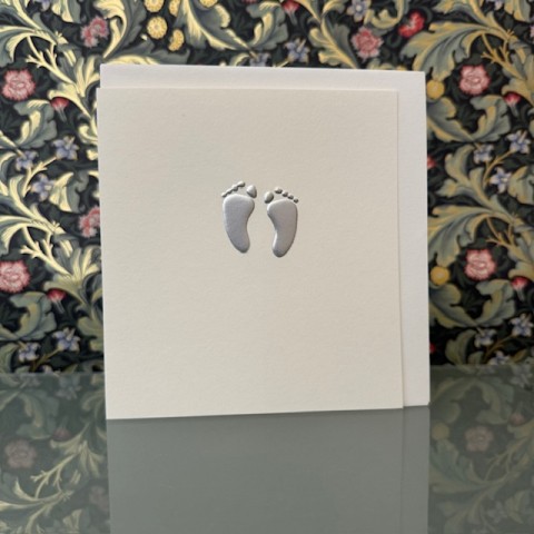 Baby card - Wee silver baby feet Baby card - Wee silver baby feet
