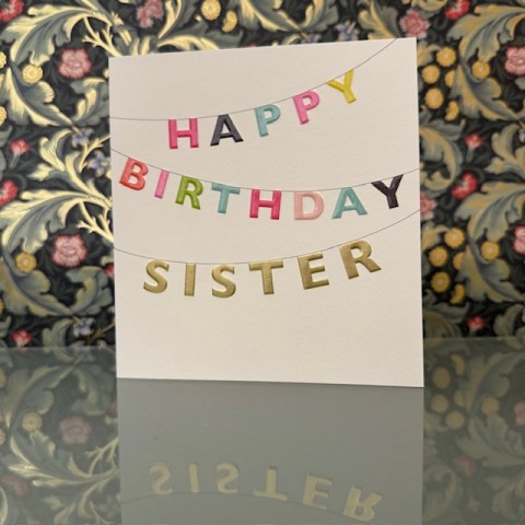 Birthday card Sister - Happy Birthday Sister (bunting)