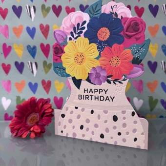 Birthday card - Happy birthday cut-out bunch of flowers