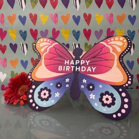 Birthday card - Happy birthday butterfly cut-out card Birthday card - Happy birthday butterfly cut-out card