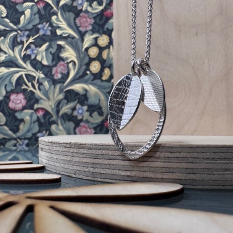 Handcrafted Scottish jewellery - Silver Folded Leaves necklace Handcrafted Scottish jewellery - Silver Folded Leaves necklace