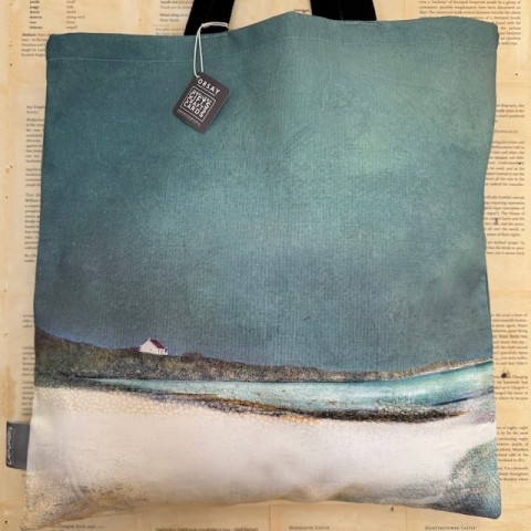Scottish Landscape Cotton Tote Bag - Red Roof Croft Isle of Barra Scottish Landscape Cotton Tote Bag - Red Roof Croft Isle of Barra