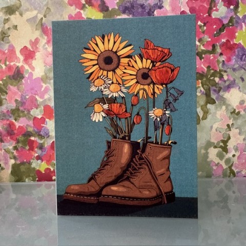 Blank card - Boots & flowers