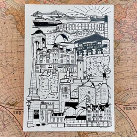 Oban Landmarks Illustration - Made in Scotland Oban Landmarks Illustration - Made in Scotland