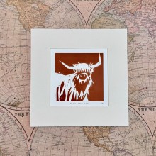 Highland Coo linocut print - Made in Scotland