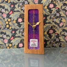 Whisky Barrel standing clock with Harris Tweed - Made in Scotland