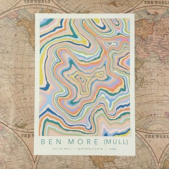 Colourful Topography Map Print - Ben More (Mull)