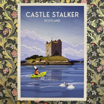 Retro Travel Print Castle Stalker - Made in Scotland