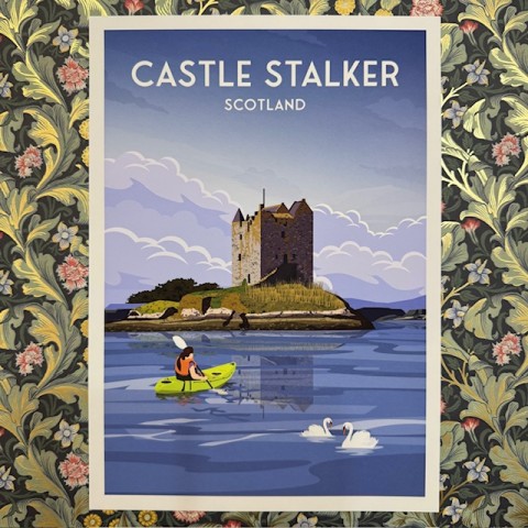 Retro Travel Print Castle Stalker - Made in Scotland
